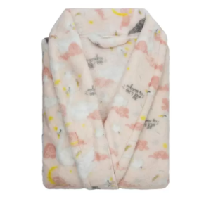 Roupão  Infantil Microfibra Passaros rosa Camesa Tamanho G