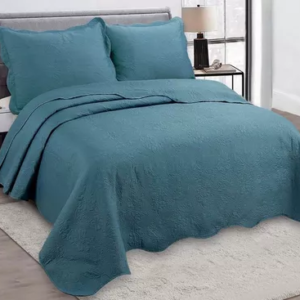 Colcha Fiore King Size 260x280m C/Porta Travesseiros Azul