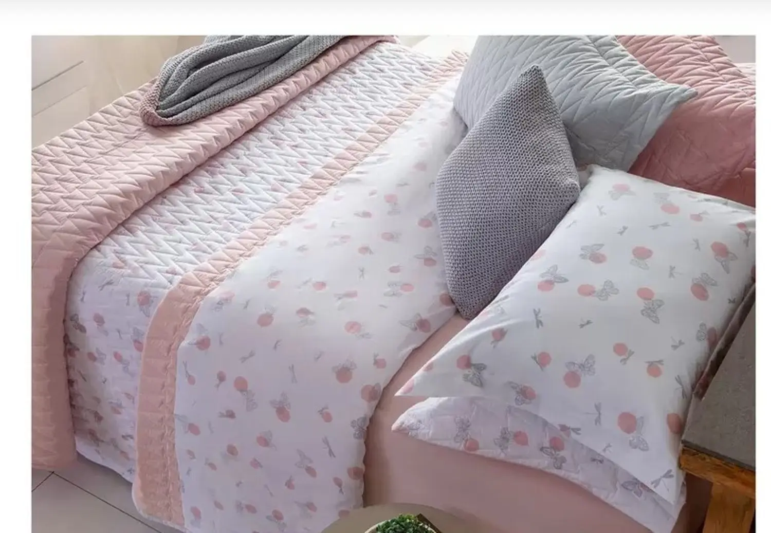 Ki Colcha Matelasse Casal 3 Peças Percal 200 Fios Cherry