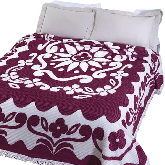 Colcha CasaL Chenille Jolitex   2,20x2,40m Vinho Florida