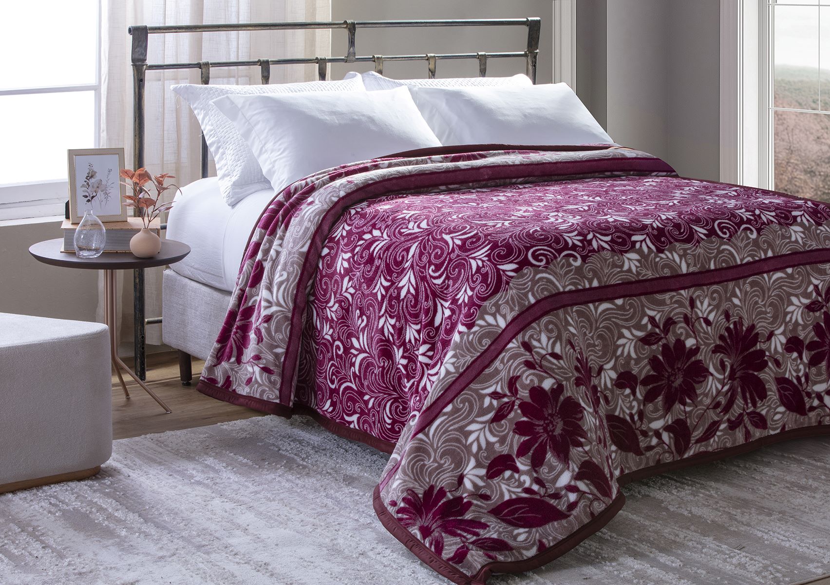 Cobertor Casal Dyuri Plus Lago D Orta 180x220m Vinho Jolitex