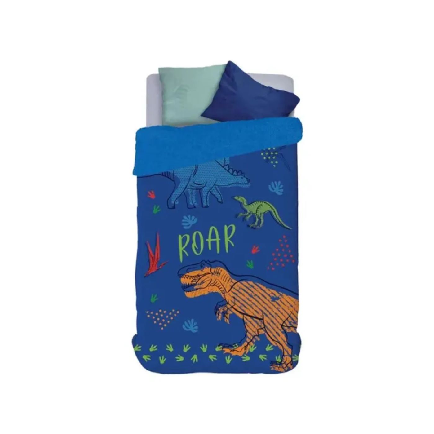 Edredom com Sherpa Solteiro Estampado Dinossauro 150x220m