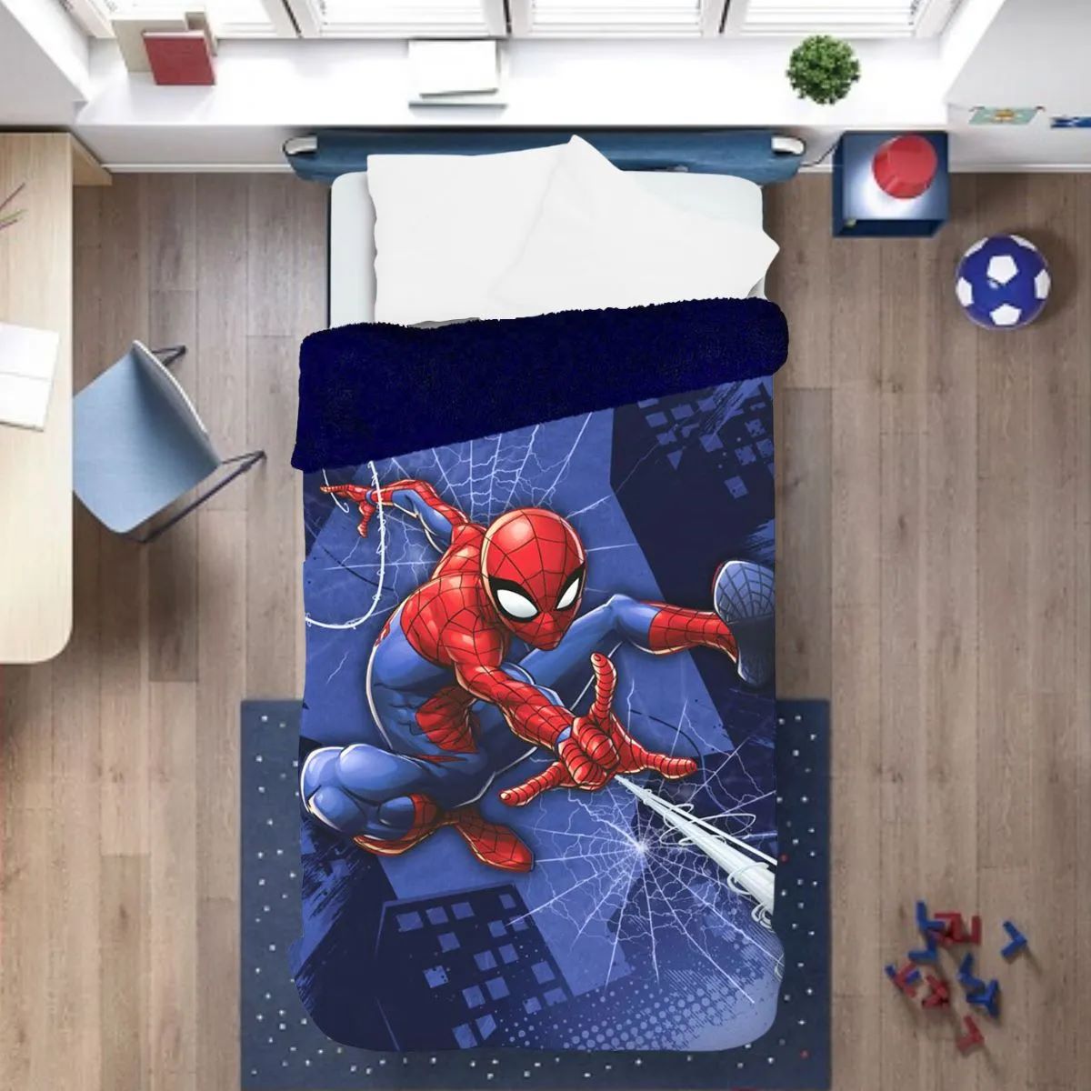 Edredom com Sherpa Solteiro Estampado Spider Man 1,50x2,20m