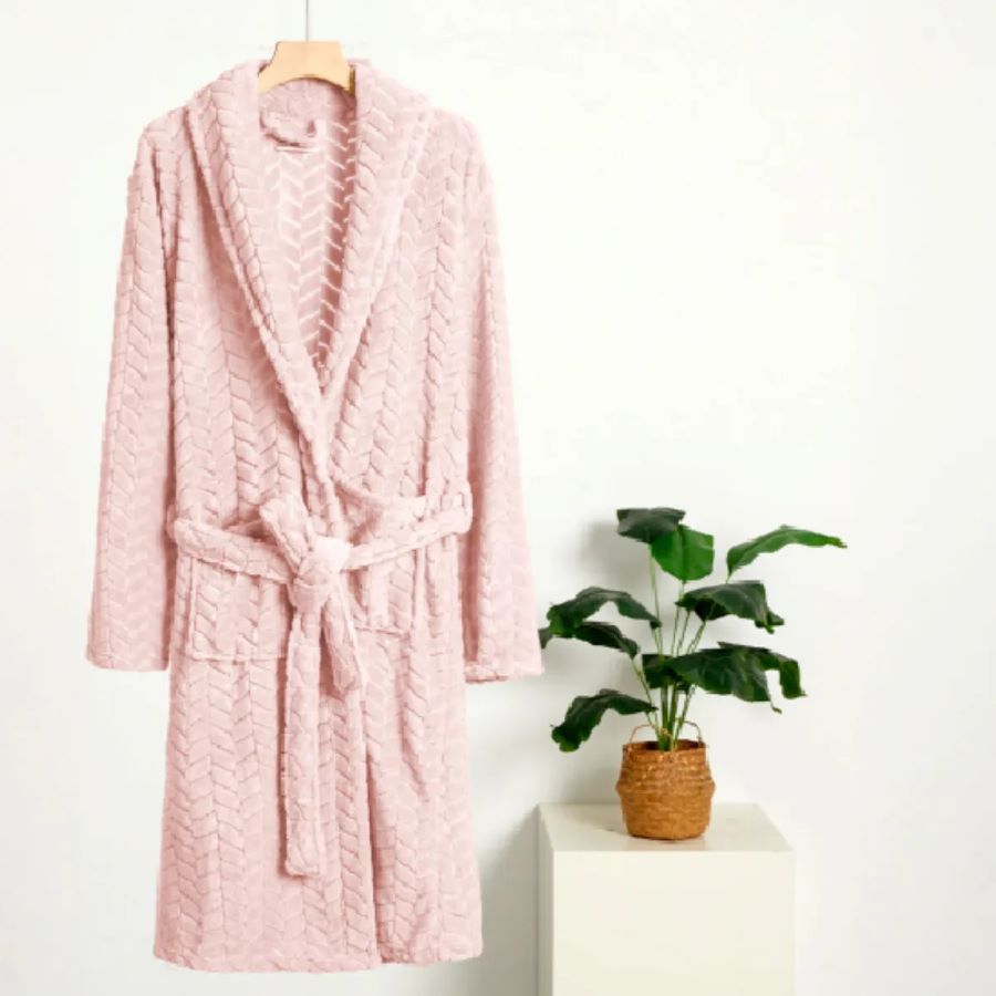 Roupão Jacquard Cordas Sonhare Luxo Conforto G Rosa Peach