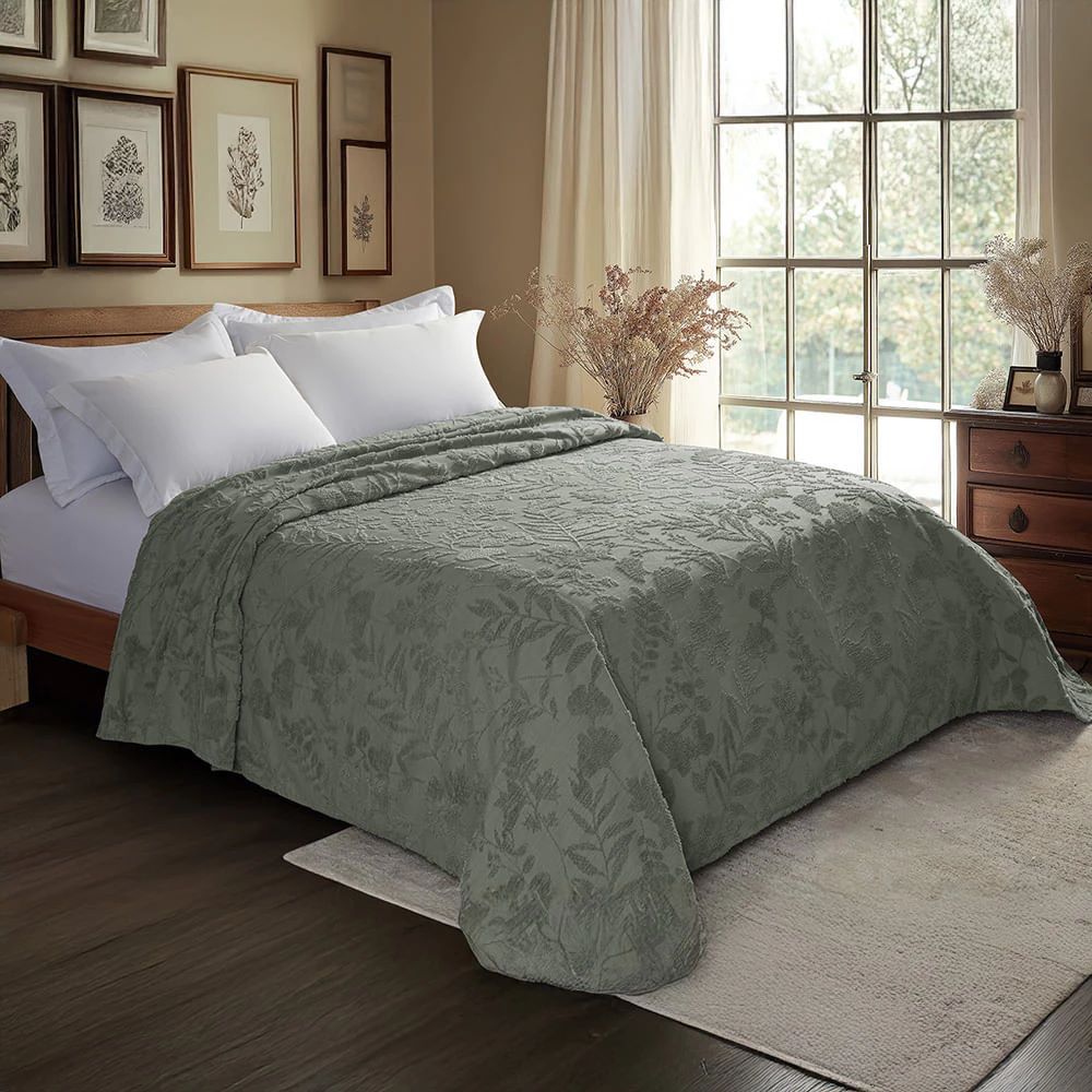 Colcha Queen Size 2,40x2,60m  Vintage Classic Verde Olive