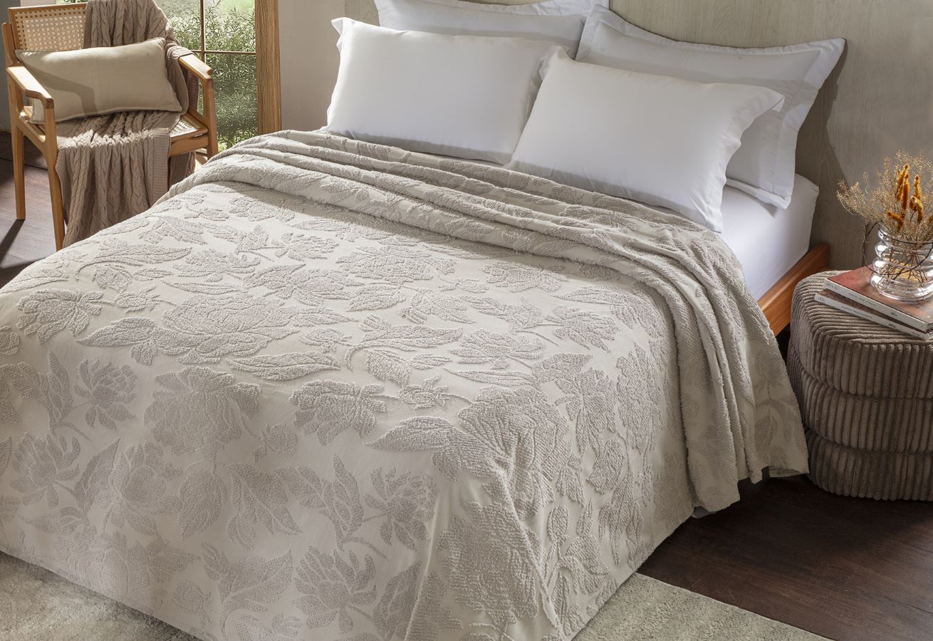 Colcha Vintage Classic Melody Queen  240x260m Cor Bege Wool