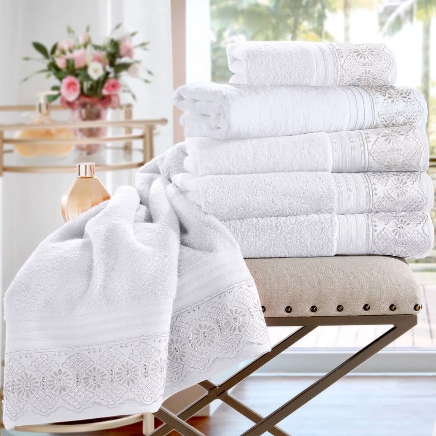 Kit Toalha Social C/2 Peças 30x50cm Cristal Roma Branco