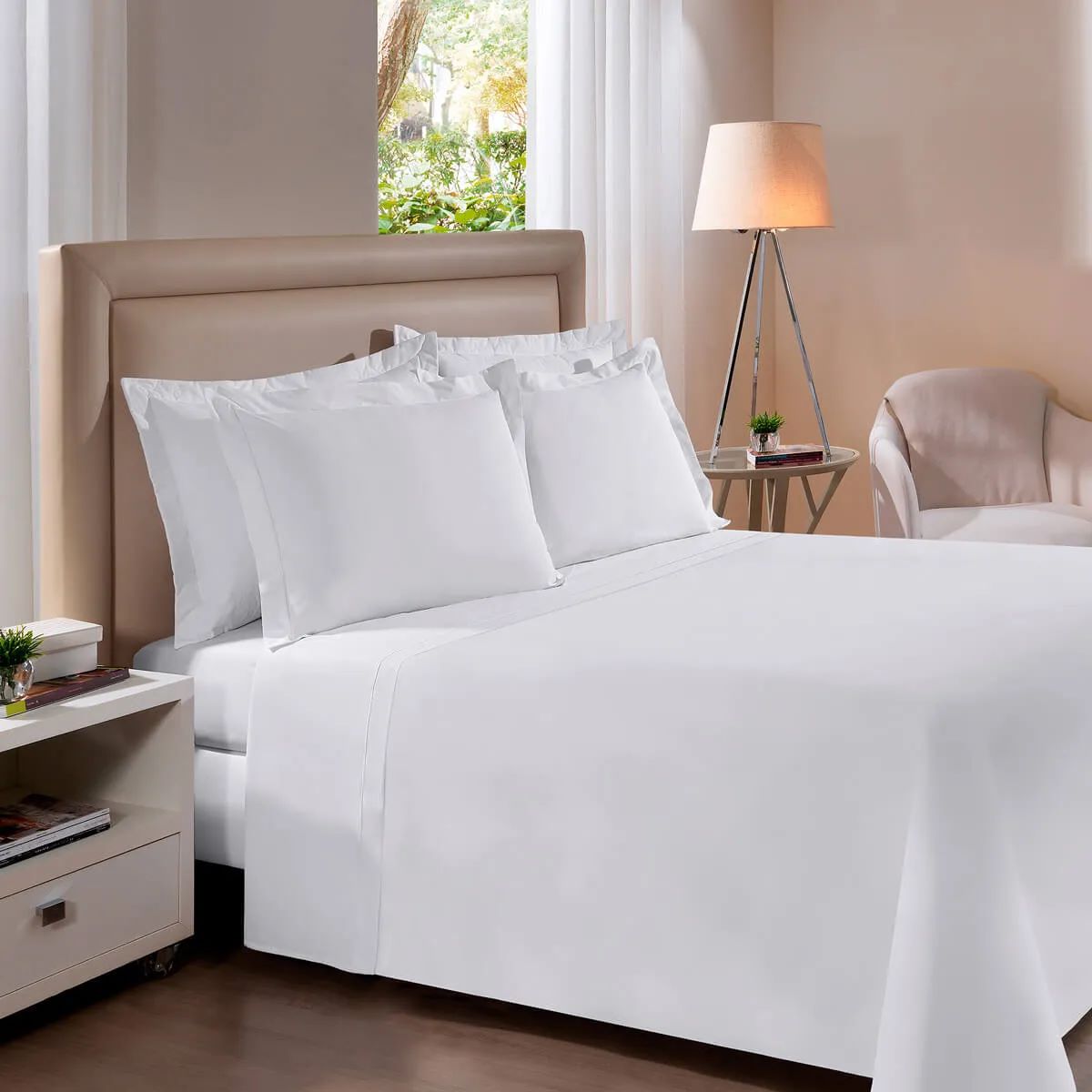 Jogo de Cama Queen Reffinata 230 Fios 240x260cm Branco
