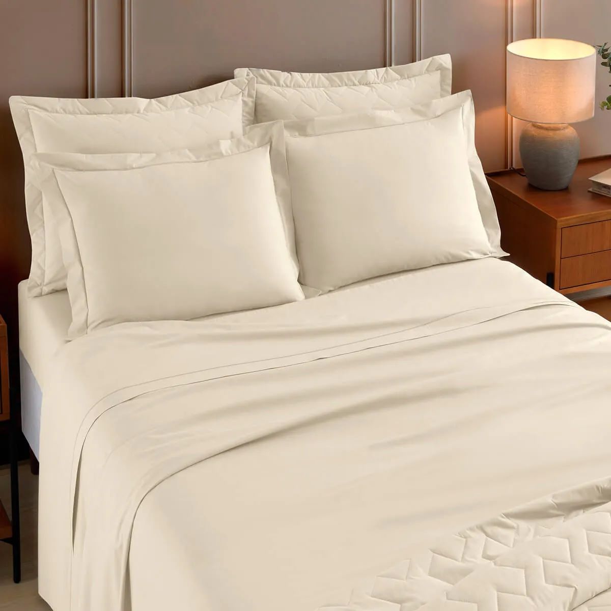 Jogo de Cama Queen Reffinata 230 Fios 240x260cm Pérola