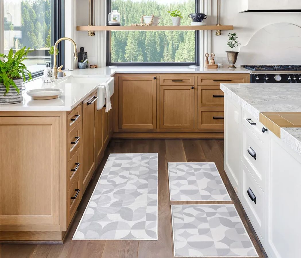 Kit Tapetes Para Cozinha C/3 Peças Allegra Estampa Mosaico
