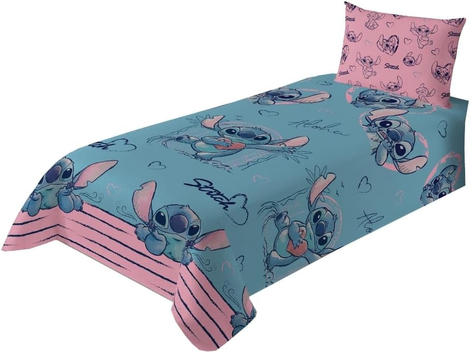 Jogo de Cama Microfibra Solteiro Stitch  2 peças 1,40 m x 2,20 m Lepper