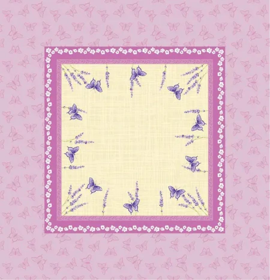 Toalha  Mesa POP Quadrada Lavanda Borboletas 75x75cm Lepper
