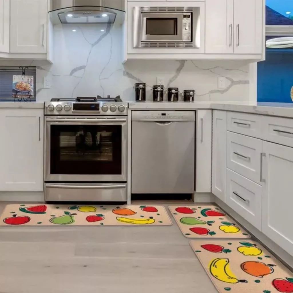 Jogo de Tapetes P/ Cozinha Menu C/3 Peças Frutas Jolitex