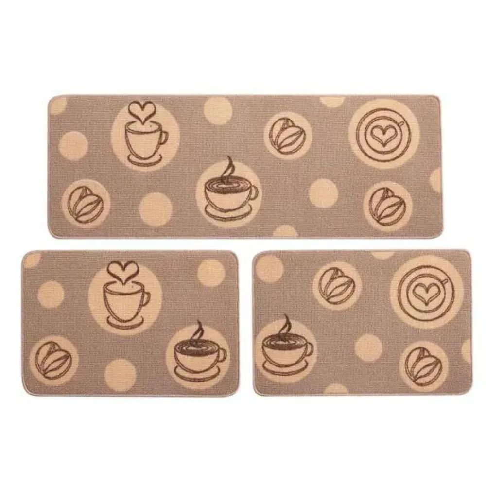 Jogo de Tapetes P/ Cozinha Menu C/3 Peças Capuccino Jolitex