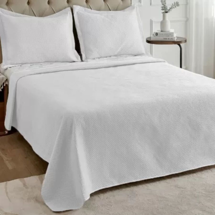 Colcha Queen Size 240x260cm Neo Diamonds Branca Camesa