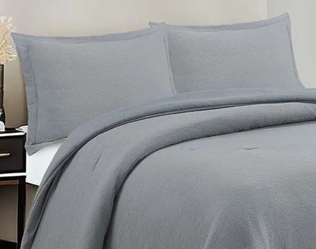 Colcha Solteiro Neo Checks 160x240cm C/2 Pçs Cinza Camesa - Imagem 2