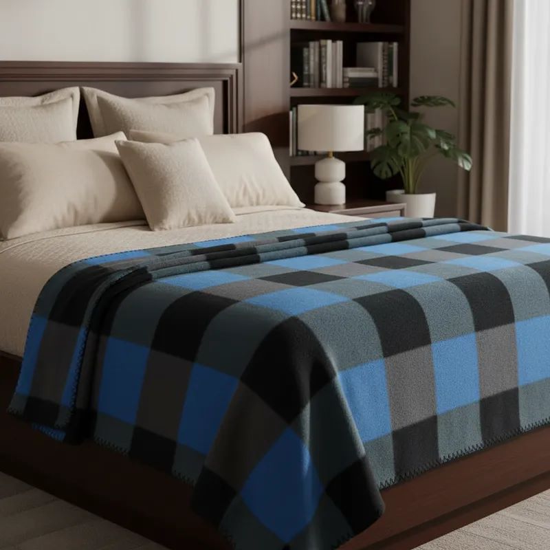 Manta Casal Polar Fleece Xadrez C/Estilo Escocês 180x220m
