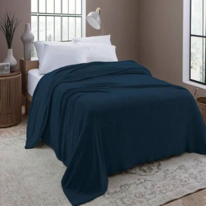 Cobertor Casal Microfibra Velour Neo  Camesa Azul Marinho