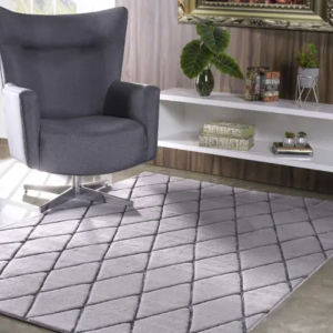 Tapete Sala/Quarto 100x150cm Toque Pele Coelho Alpine Sierra