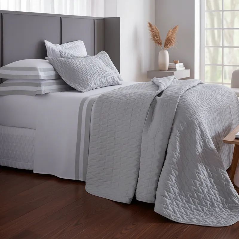 Jogo de Cama Casal Double Branco/Cinza 2,20m x 2,50m Sultan