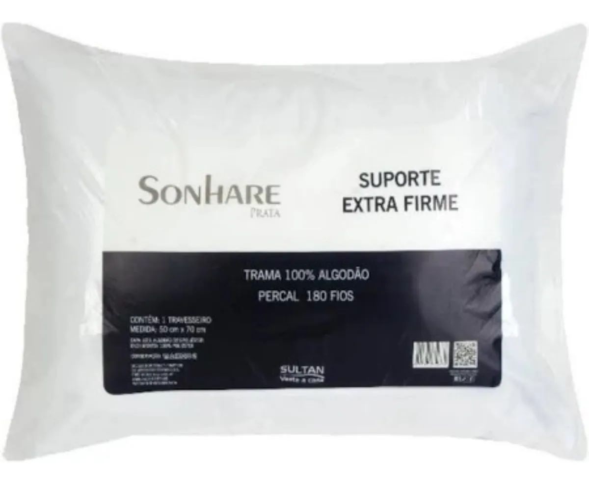 Travesseiro Suporte Extra Firme Sonhare Prata 50x70cm Sultan - Imagem 3