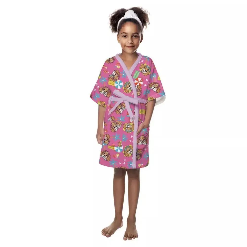 Roupão  Aveludado Infantil Quimono Patrulha Canina Menina G